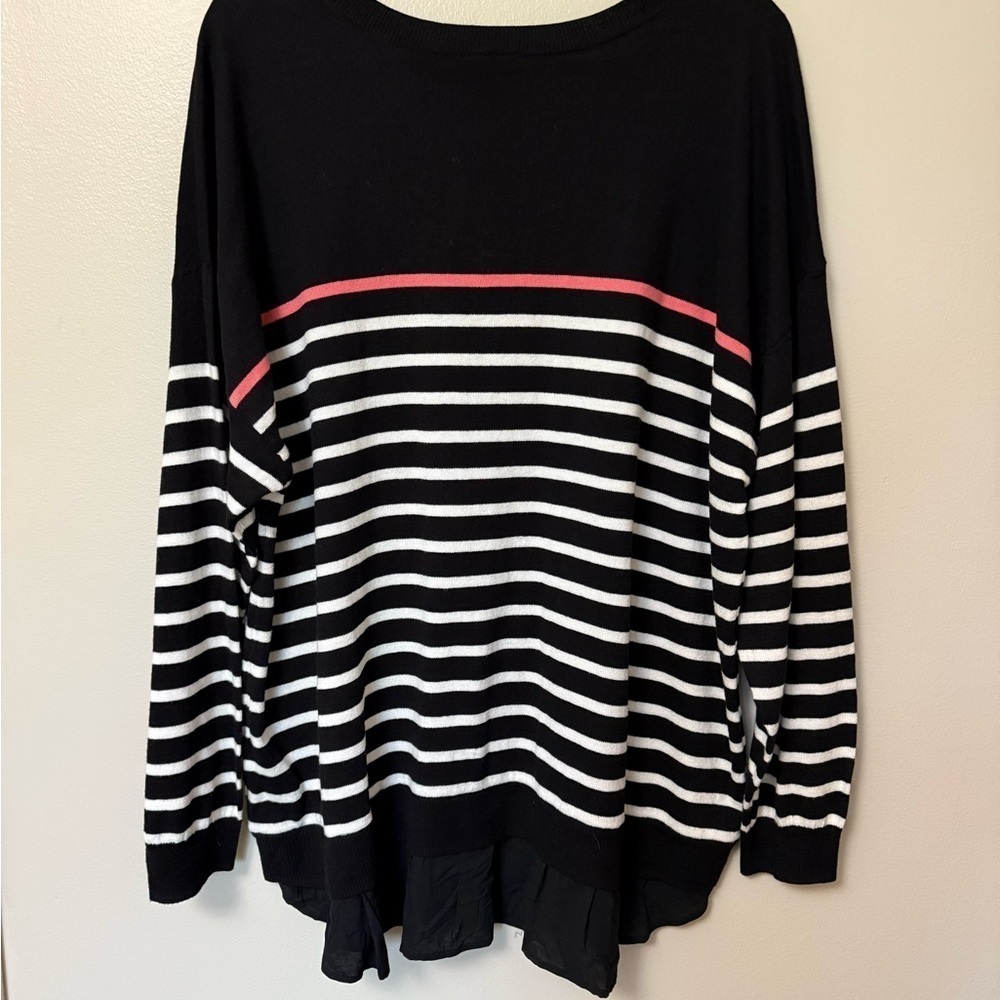Torrid NEW Black and White coral cotton nautical Striped pullover Sweater size 3 - Picture 2 of 5